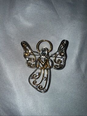 Vintage Eisenberg Ice  Angel Pin with Crystal Accents